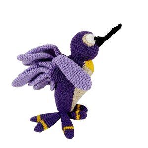 Handmade Crochet Knitted Amigurumi Plush Purple  Hummingbird 12" Gift